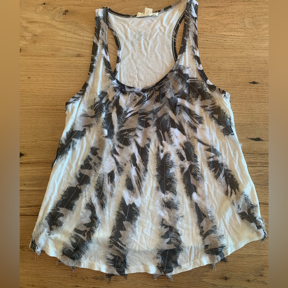 Lush Animal Print Racerback Tank Top White Black Women’s Small Preloved